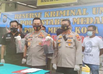 Foto: Konferensi pers Polrestabes Medan soal jambret ditembak mati (Istimewa)