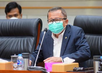 Anggota Komisi III DPR RI Arsul Sani saat rapat dengar pendapat Komisi III DPR RI dengan Pimpinan KPK dan Dewas KPK di Gedung Nusantara II DPR RI, Senayan, Jakarta, Rabu (10/3/2021). Foto : Jaka/Man