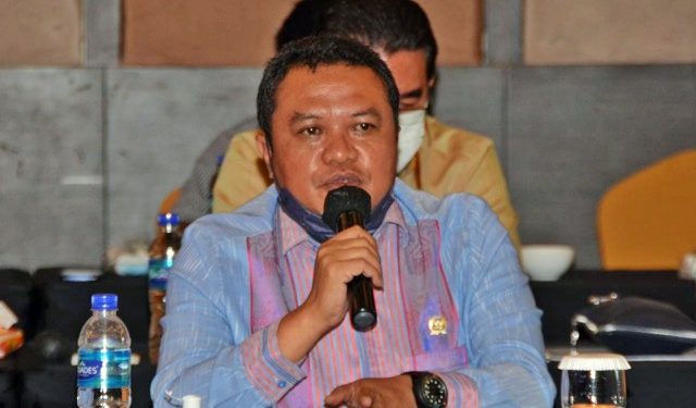 Anggota Komisi VI DPR RI Lamhot Sinaga saat rapat Kunjungan Kerja Komisi VI DPR RI, di Balikpapan, Kalimantan Timur, Kamis (15/4/2021). Foto: Eko/Man
