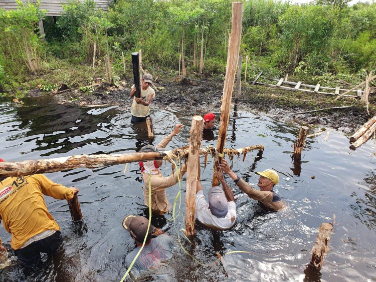 Pembangunan Sekat Kanal oleh Pokmas Binaan BRGM