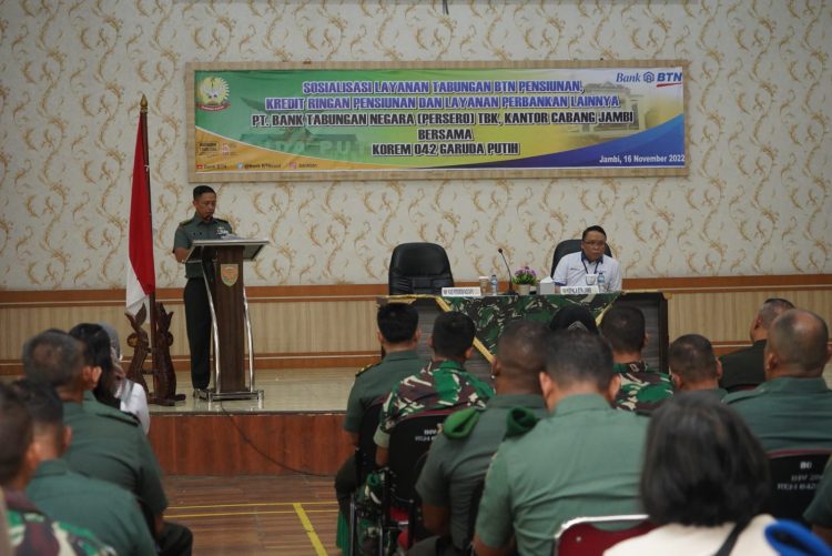 Prajurit dan PNS Korem 042/Gapu Ikuti Sosialisasi Layanan Tabungan BTN. (Foto : ist)