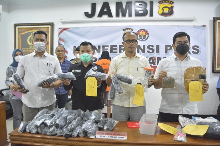 Ditresnarkoba Polda Jambi Ungkap Kasus Ganja 4,8 Kg. (Foto : ist)