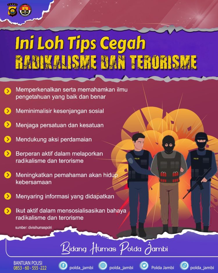 Ini Tips Polda Jambi Cegah Radikalisme dan Terorisme. (Foto : ist)