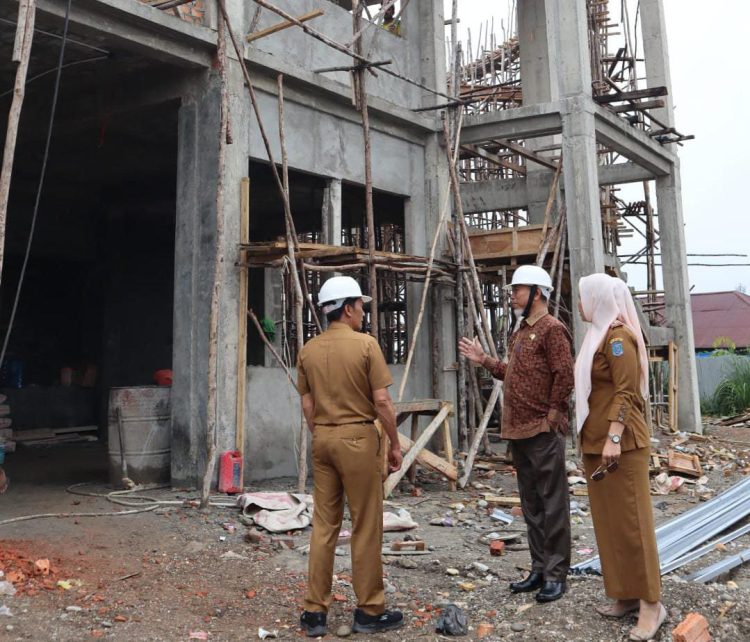 Bupati Merangin Pantau Pembangunan Kantor Arsip dan Perpustakaan. (Foto : ist)