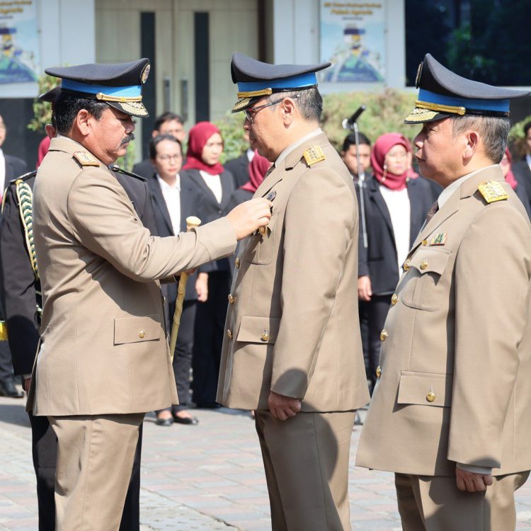 Menteri ATR/Kepala BPN Sematkan Pin Emas dan Berikan Piagam Penghargaan Kepada Purnabakti. (Foto : ist)