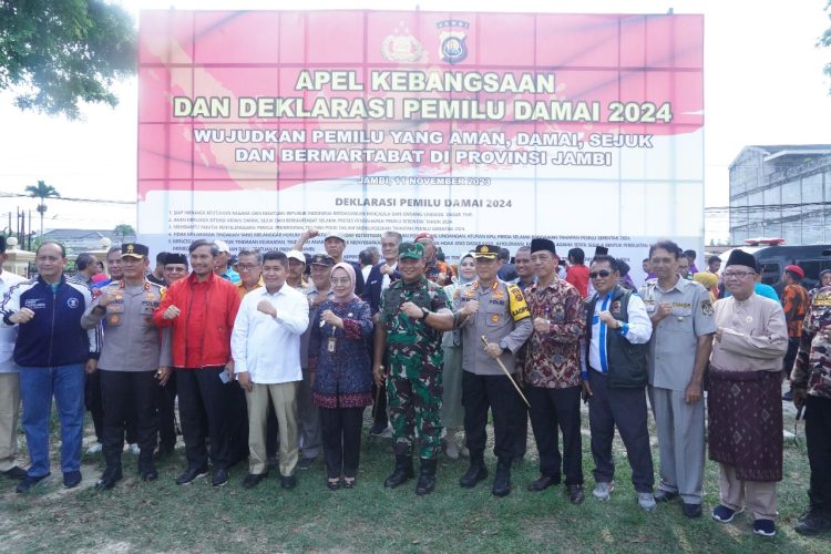 Kapolda Jambi Minta Peserta Deklarasi Pemilu Damai 2024 Tak Sekedar Diucapkan. (Foto : ist)