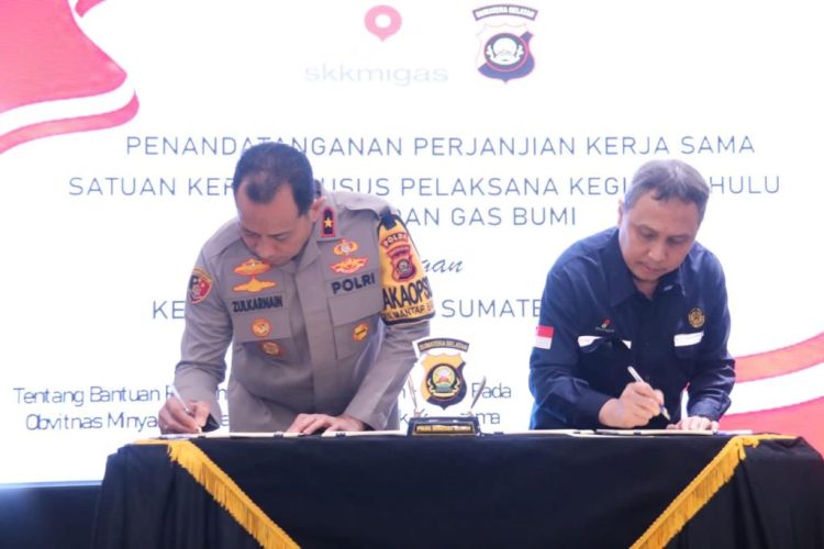 SKK Migas - Polda Sumsel Teken PKS Terkait Pengamanan dan Penegakan Hukum pada Obvitnas Hulu Migas. (Foto : ist)