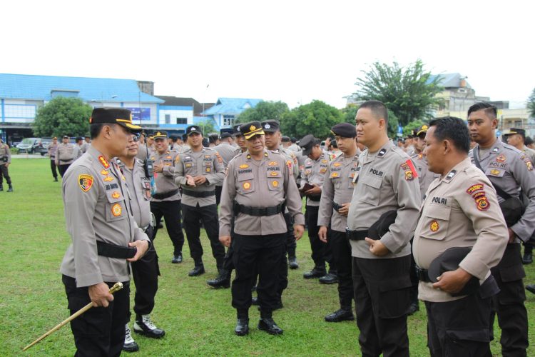 Polresta Jambi Gelar Apel Kesiapan Pengamanan TPS Operasi Mantap Brata 2024. (Foto : ist)