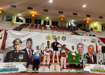 Binaannya Raih 13 Emas Kejurnas Kapolri Cup, Aipda Adi Subrata Harumkan Nama Polresta Jambi. (Foto : ist)