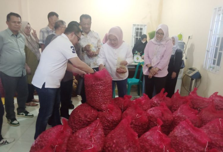 Pj Wali Kota Jambi Cek Bawang Merah yang Didatangkan dari Brebes. (Foto : Rolan - sinarjambi.com)