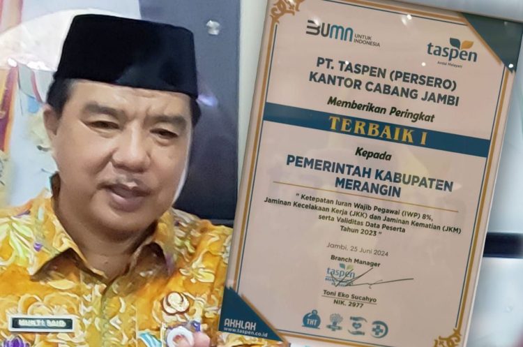 Merangin Raih Penghargaan Terbaik I dari Taspen. (Foto : ist)