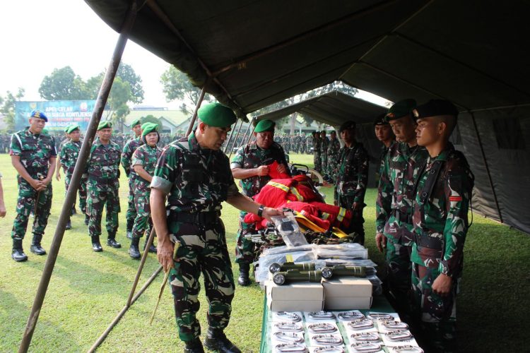 Apel Gelar Siaga Kontinjensi Bencana, Batalyon Komposit PRC PB Korem Gapu Siap Tanggap Bencana di Provinsi Jambi. (Foto : ist)