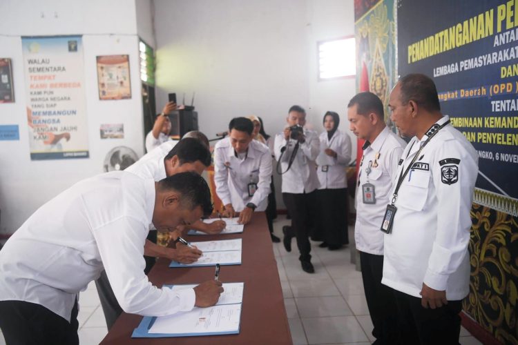 Pj Bupati Merangin Saksikan Penandatanganan MoU Lapas dangan OPD. (Foto : ist)