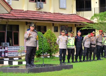 Wakapolda Jambi Pimpin Apel Kesiapan Pengamanan di Polres Bungo. (Foto : ist)