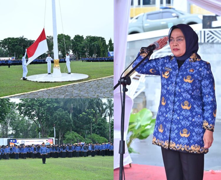 Meski di Bawah Guyuran Hujan, Upacara HUT Ke-53 KORPRI di Kota Jambi Berlangsung Khidmat. (Foto : ist)