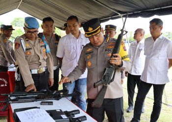 Cegah Penyalahgunaan, Polda Kalteng Cek Senpi dan Amunisi Dinas Personel. (Foto : ist)