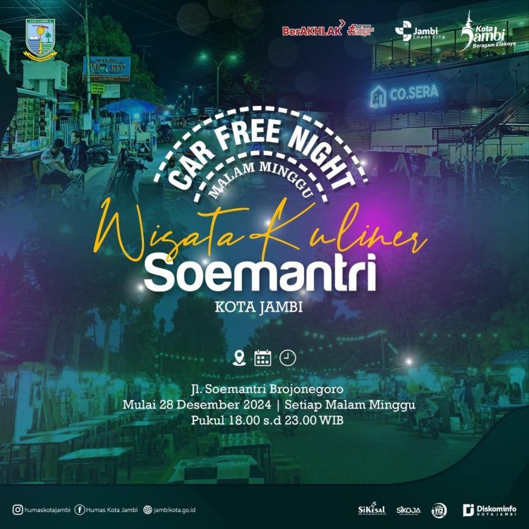 Terapkan Car Free Night Setiap Akhir Pekan di Kawasan Jalan Soemantri, Ini Penjelasan Pemkot Jambi. (Foto : ist)