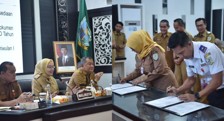 Tandatangani Pakta Integritas di Hadapan Pj Wali Kota, Kepala OPD Pemkot Jambi Komit Percepat Laporan Keuangan. (Foto : ist)