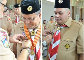 Wali Kota Maulana Jabat Ketua Mabicab Pramuka Kota Jambi, Kemas Faried Dilantik Pimpin Kwarcab. (Foto : ist)