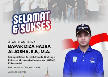 Wakil Wali Kota Jambi Diza Hazra Aljosha Terpilih Nahkodai KORMI Kota Jambi 2025–2029. (Foto : ist)