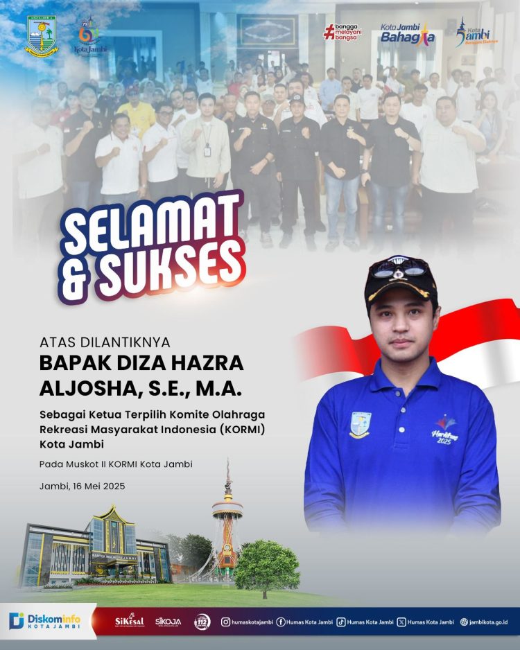 Wakil Wali Kota Jambi Diza Hazra Aljosha Terpilih Nahkodai KORMI Kota Jambi 2025–2029. (Foto : ist)