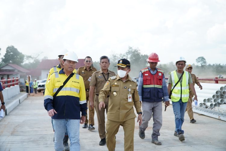 Gubernur Jambi Al Haris saat meninjau di lokasi jalan khusus baru bara. (Foto : ist)