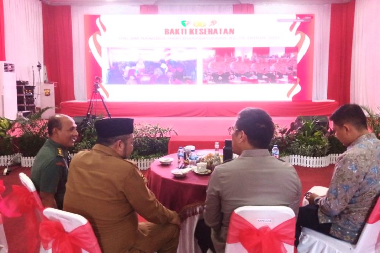 Kapolda Jambi ikuti secara virtual bakti kesehatan Bhayangkara ke-79 yang dipimpin Kapolri. (Foto : Rolan - sinarjambi.com)