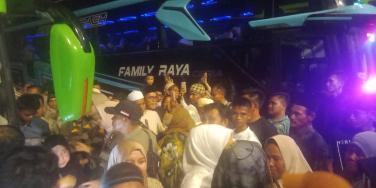 Penyambutan jemaah haji Merangin. (Foto : ist)