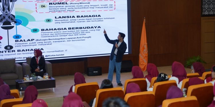 Di Hadapan Mahasiswa UNJA, Wawako Diza Paparkan Program BALIKAT, RUMEL dan BANK HARKAT. (Foto : ist)
