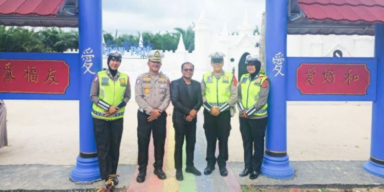 Ops Lilin 2025, Ditlantas Polda Jambi Perketat Pengamanan di Kawasan Wisata Jambi Park. (Foto : ist)