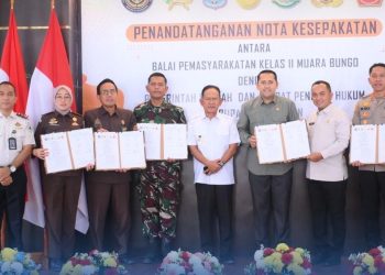 Pemkab Merangin Teken MoU Pidana Kerja Sosial dengan Bapas Bungo. (Foto : ist)