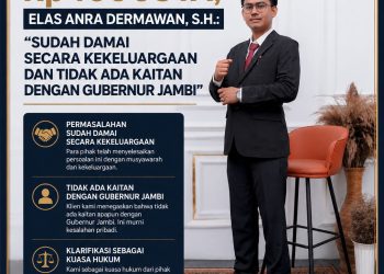 Viral Dugaan dana Rp400 Juta, Elas Anra Dermawan, S.H sampaikan Sudah Damai Secara Kekeluargaan dan Tidak Ada Kaitan dengan Gubernur Jambi. (Foto : ist)