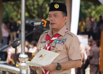 Buka Jambore Daerah Pramuka Jambi, Gubernur Al Haris: Sebagai Wadah Mengasah Wawasan, Kepemimpinan dan Kemandirian. (Foto : ist)