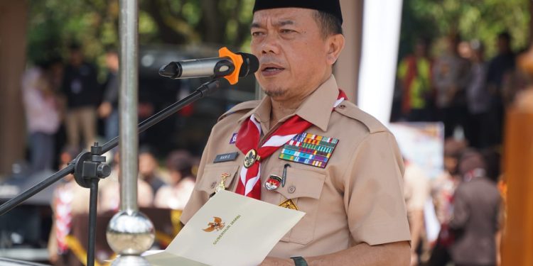 Buka Jambore Daerah Pramuka Jambi, Gubernur Al Haris: Sebagai Wadah Mengasah Wawasan, Kepemimpinan dan Kemandirian. (Foto : ist)