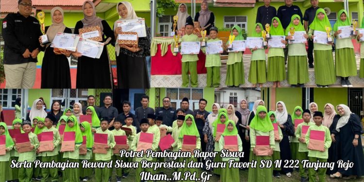 SD Negeri 222/VI Tanjung Rejo Bagikan Rapor dan Beri Penghargaan Siswa Berprestasi serta Guru Favorit. (Foto : ist)