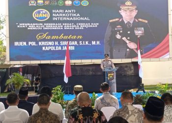 Sambutan Kapolda Jambi Irjen Pol Krisno H Siregar di peringatan Hari Anti Narkotika Internasional di Jambi. (Foto : Rolan - sinarjambi.com)