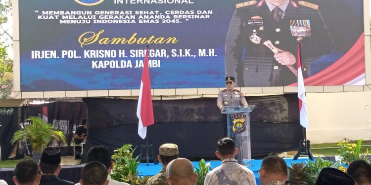 Sambutan Kapolda Jambi Irjen Pol Krisno H Siregar di peringatan Hari Anti Narkotika Internasional di Jambi. (Foto : Rolan - sinarjambi.com)