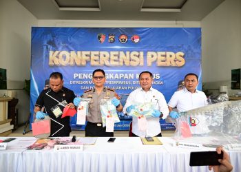 Polda Jambi Gelar Konferensi Pers Ungkap Ratusan Kasus Kriminal, Narkotika Dan Tindak Pidana. (Foto : ist)