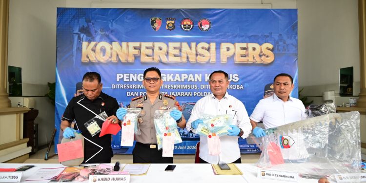 Polda Jambi Gelar Konferensi Pers Ungkap Ratusan Kasus Kriminal, Narkotika Dan Tindak Pidana. (Foto : ist)