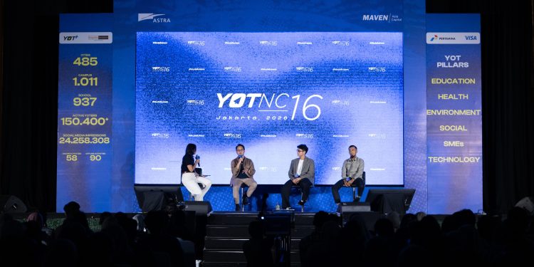 Suasana sesi "Terhubung Dalam Aksi" yang menjadi bagian dari Young On Top National Conference (YOTNC) 2026, di Jakarta, pada Sabtu (4/7). Melalui sesi ini, Astra mengajak lebih banyak anak muda menjadi inisiator perubahan melalui 17th Semangat Astra Terpadu Untuk (SATU) Indonesia Awards 2026. (Foto : ist)