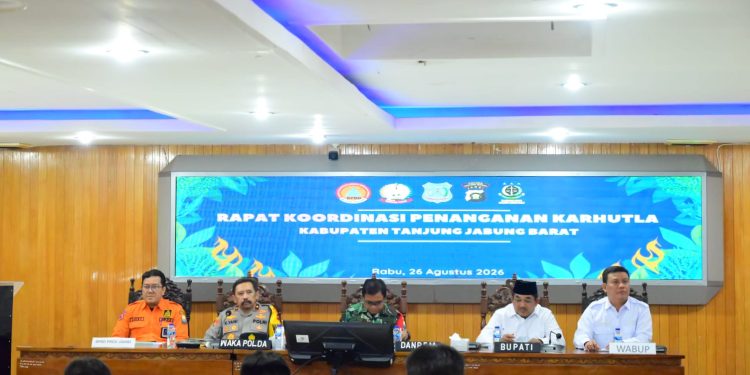 Rakor Penanganan Karhutla Tanjab Barat, Wakapolda Jambi Perkuat Sinergi dan Kesiapsiagaan Lintas Sektor. (Foto : ist)