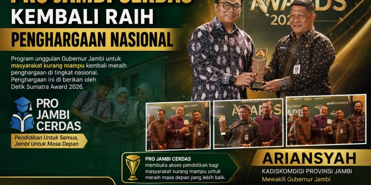 Pemprov Jambi Raih detikSumatera Awards, Kategori Transformasi Pendidikan-Kualitas Hidup. (Foto : ist)