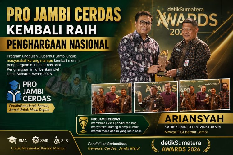 Pemprov Jambi Raih detikSumatera Awards, Kategori Transformasi Pendidikan-Kualitas Hidup. (Foto : ist)