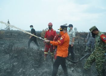 Gubernur Al Haris Berjibaku Padamkan Karhutla di Muaro Jambi, Dorong Masyarakat Manfaatkan Program PLTB. (Foto : ist)