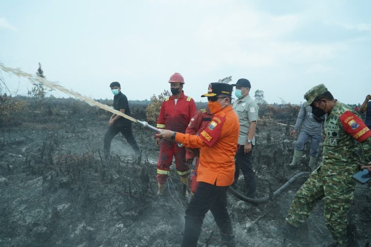 Gubernur Al Haris Berjibaku Padamkan Karhutla di Muaro Jambi, Dorong Masyarakat Manfaatkan Program PLTB. (Foto : ist)