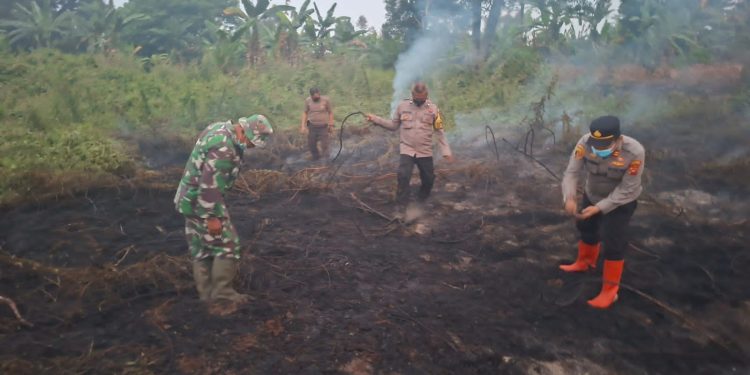 Polri Bersama TNI, BPBD dan Warga Padamkan Karhutla Seluas 5 Hektare di Sungai Duren. (Foto : ist)