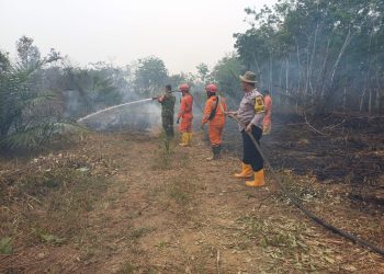 Polsek Muara Bulian Bersama Satgas Karhutla Ground Check Hotspot di Kawasan Tahura Sultan Thaha Syaifudin. (Foto : ist)