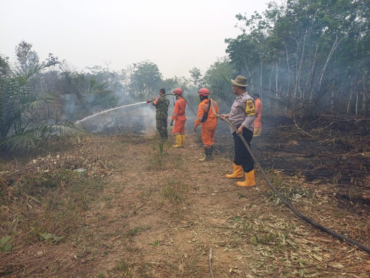 Polsek Muara Bulian Bersama Satgas Karhutla Ground Check Hotspot di Kawasan Tahura Sultan Thaha Syaifudin. (Foto : ist)