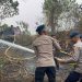 Respons Cepat, Personel Satbrimob Polda Jambi Padamkan Kebakaran Lahan di Merangin. (Foto : ist)