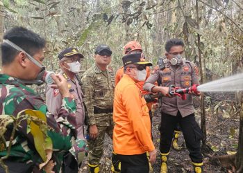 Polda Jambi Bersama Tim Gabungan Pantau Karhutla di TNBS, 5,5 Hektare Kawasan Hutan Masih dalam Penanganan. (Foto : ist)